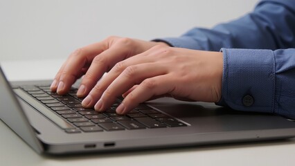 Hands typing on laptop keyboard