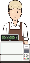 レジスターと男性カフェ店員①