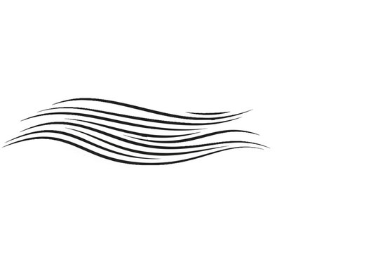 Abstract flowing black brush strokes on a white background