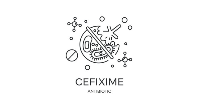 Cefixime Antibiotic Icon Illustration - Minimalist Medical Vector