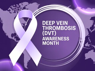 Deep vein thrombosis dvt awareness month purple ribbon on purple background