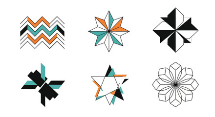 Obraz premium Geometric abstract shapes and patterns, minimalist design elements, modern graphic icons