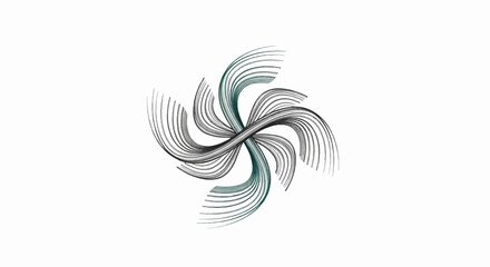 Abstract swirling lines form a symmetrical, twirling pattern with teal accents