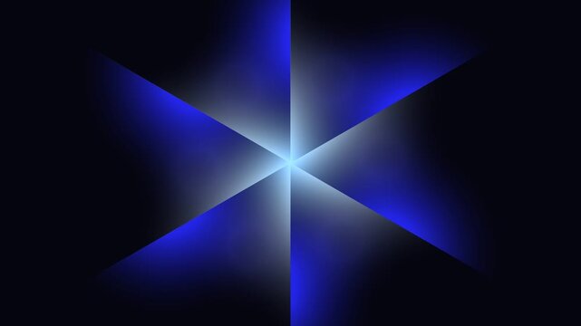 A symmetrical design featuring four bright white circles with blue gradient edges, divided by intersecting lines that meet in the center, on a black background with a white lower section