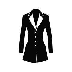 Elegant black and white blazer with white shirt silhouette vector illustration, blazer dress silhouette vector illustration