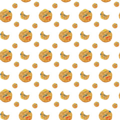 Colorful cookie pattern on a white background, perfect for festive designs.