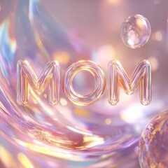 MOM balloon text with abstract Mothers Day celebration background
