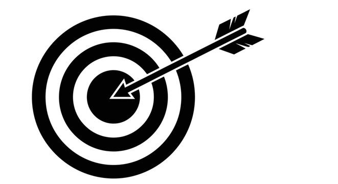 Circular target with arrow hitting the bullseye, symbolizing success, precision, and achieving goals