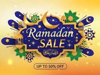 Ramadan sale banner with vibrant colors and up to 50 percent off