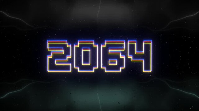 2064 Neon text with retro background