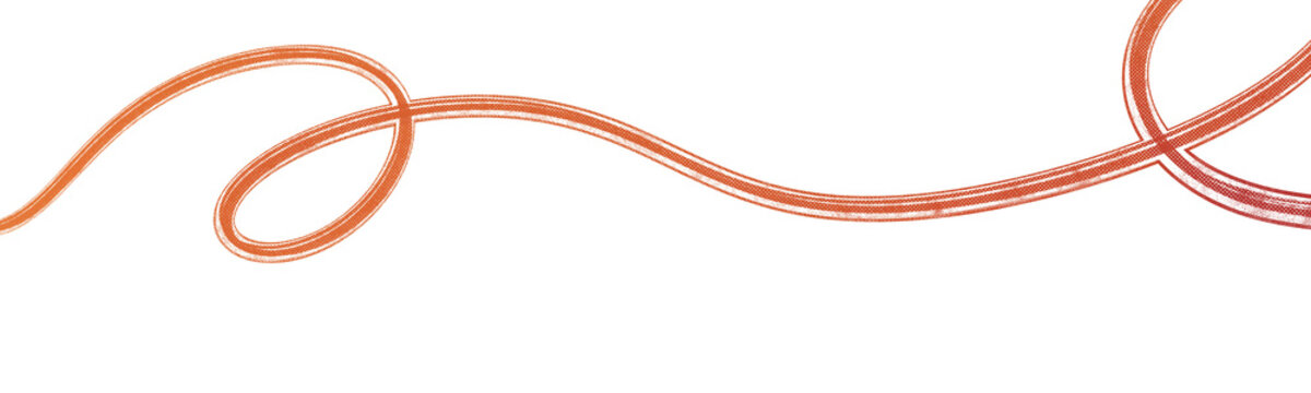 Long orange textured fluid loop line PNG
