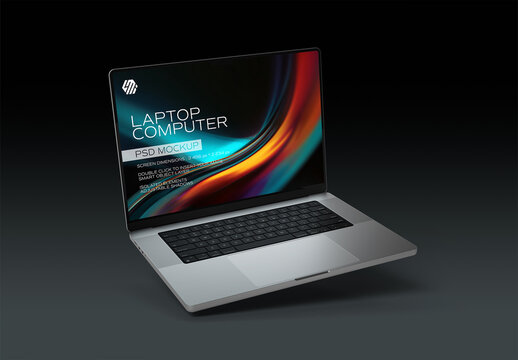 Modern Laptop Mockup on Black Background
