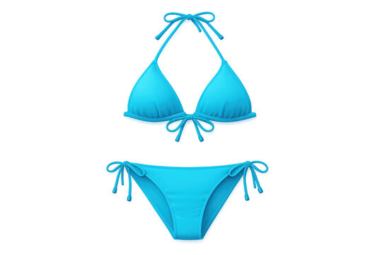 Neon blue bikini design on gray background for summer fashion and beachwear concepts
