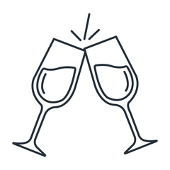Toast of Celebration: Two elegant champagne glasses clink together in a gesture of celebration, marking a special moment with joy and camaraderie. © Gwith Boss