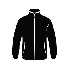 Black and white jacket with zipper and pockets silhouette vector illustration, fleece jacket silhouette vector illustration © MstHumaira