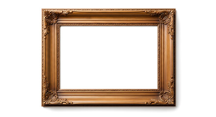 Fototapeta premium Elegant gold ornate empty picture frame isolated on transparent background