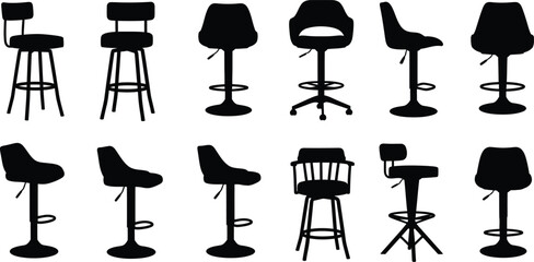 Obraz premium Collection of various bar stools in different styles and designs