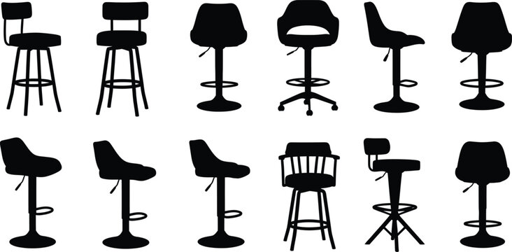 Collection of various bar stools in different styles and designs