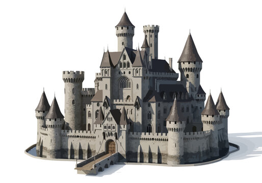 Large Medieval Stone Castle Structure.