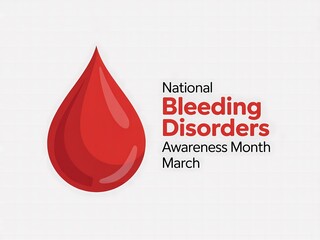 Fototapeta premium National bleeding disorders awareness month march red drop icon on white background isolated