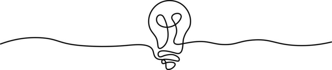 Obraz premium One line art idea light bulb. Single line art of light bulb