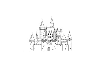 Obraz premium Medieval Castle Architecture Design Illustration.