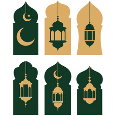 vector set of green mosque
