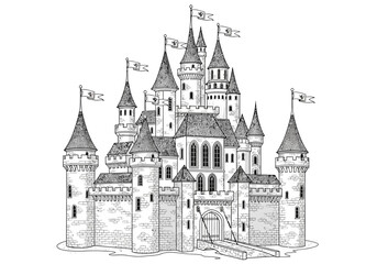Obraz premium Medieval Castle Architecture Stone Structure.
