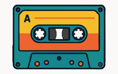 Naklejka premium Retro Audio Cassette Tape Vector Illustration