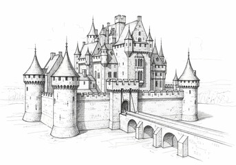 Obraz premium Medieval Castle Architecture Stone Structure.