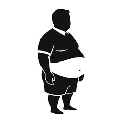 Silhouette of an overweight man standing in profile wearing shorts