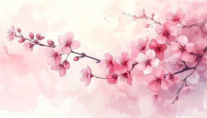 Pastellfarbene Kirschbl&uuml;ten im Aquarellnebel