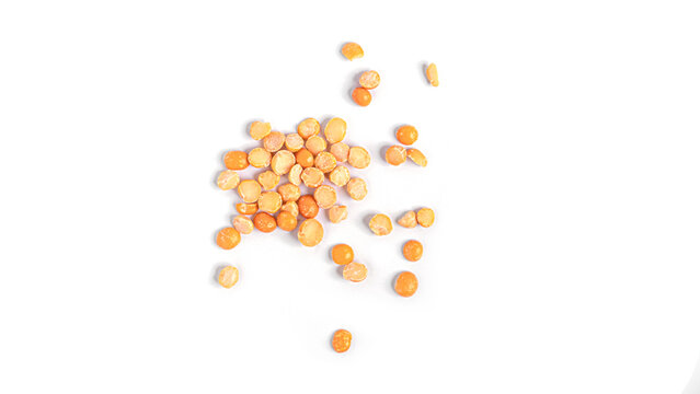 Pea groats on a white background. High quality photo