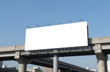 Obraz premium Billboard Mockup Against Blue Sky: Advertising Space for Outdoor Campaigns and Promotional Messages