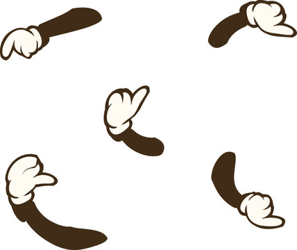 Cartoon hands making different gestures on a white background