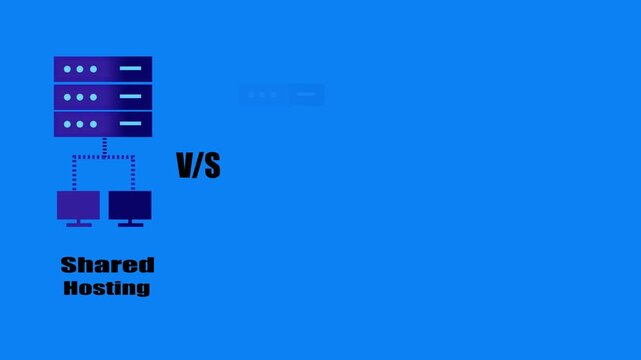 Shared vs Dedicated vs Cloud Hosting &ndash; Technology Hosting Comparison on Blue Background