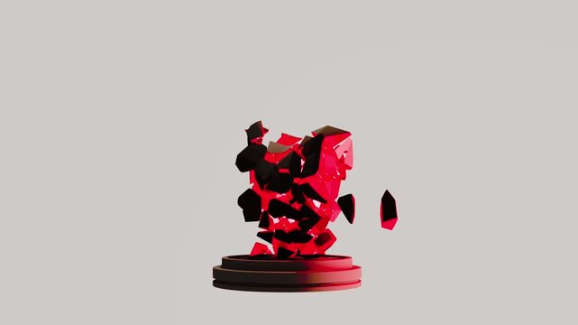 3d render of a broken heart into small fragments. colorful animation special effect. High quality 4k footage