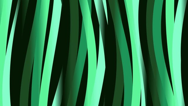 Abstract Green Wavy Vertical Lines Background with Dynamic Fluid Curvy Stripe Motion