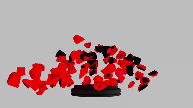 3d render of a broken heart into small fragments. colorful animation special effect. High quality 4k footage