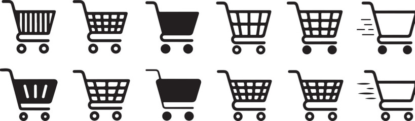 Shopping cart icon set vector on white background. © Ruhi