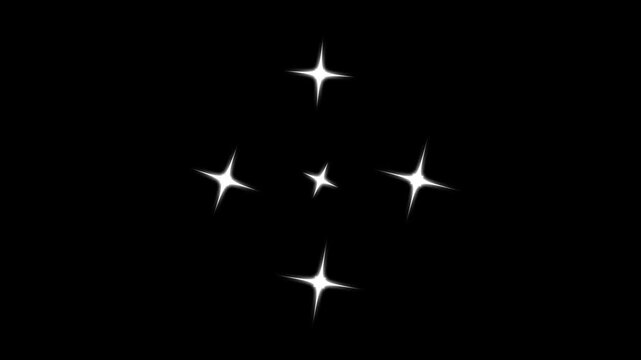 twinkle Stars blast animated, shiny glowing star animation, Glitter sparkle animated, flat vector doodles, shiny glowing stars animation, blinking bokeh light effect black scree background. 4k video