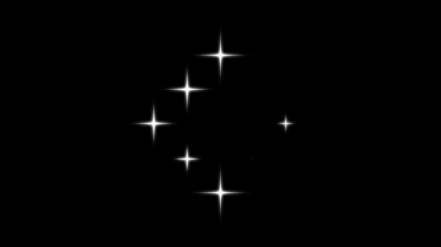 twinkle Stars blast animated, shiny glowing stars animation, flat vector doodles, Glitter sparkle animated, shiny glowing star animation, blinking bokeh light effect black scree background. 4k video