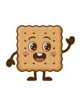 Animated graham cracker character in a playful pose