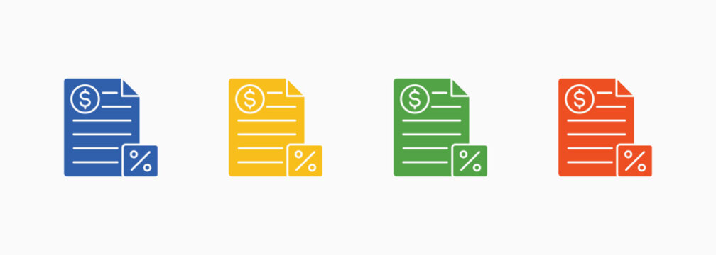 Taxation Icon Set Color Multiple Style Collection