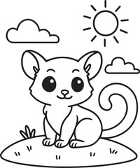 Fototapeta premium Sugar glider vector line art illustration on white background