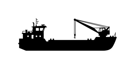 Obraz premium Heavy Cargo Ship with Crane Vector Illustration