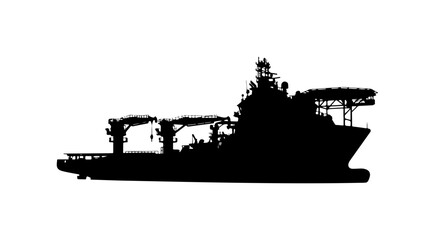 Silhouette of a Large Cargo or Military Support Ship Vector Art © Tamim