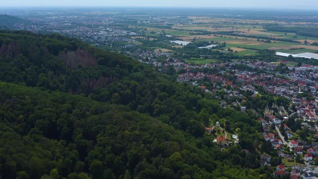 Aerial view of the castle Schloss Alsbach in south Germany beside the city Alsbach . On a sunny day in Summer. 