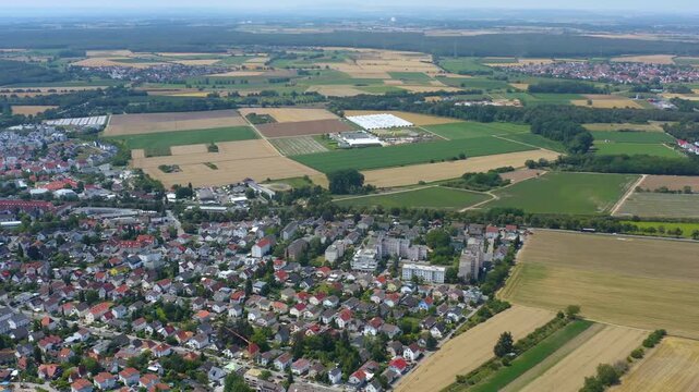 Aerial view of the castle Schloss Alsbach in south Germany beside the city Alsbach . On a sunny day in Summer. 