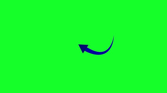 Modern blue arrow movement animation on green screen background in 4K resolution, suitable for call to action cues and stock video overlays